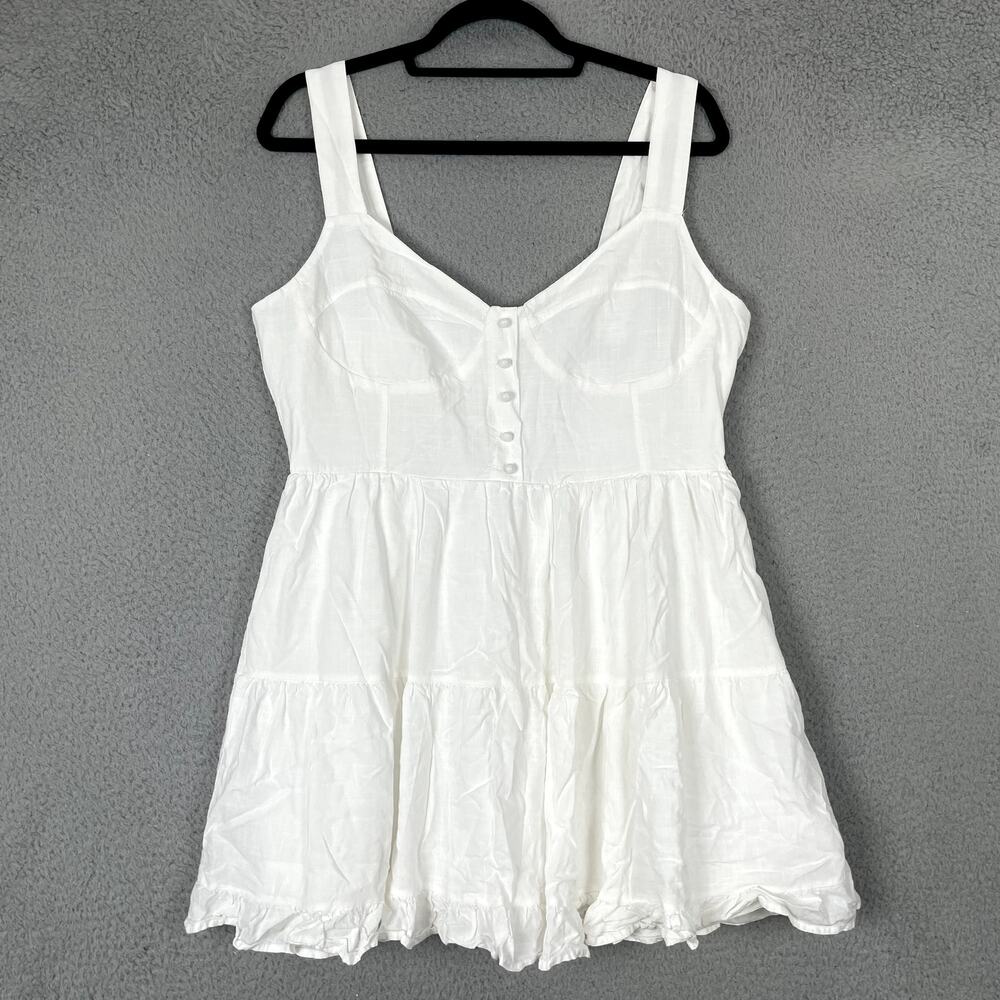 Lulu's White Button-Front Tiered Mini Dress